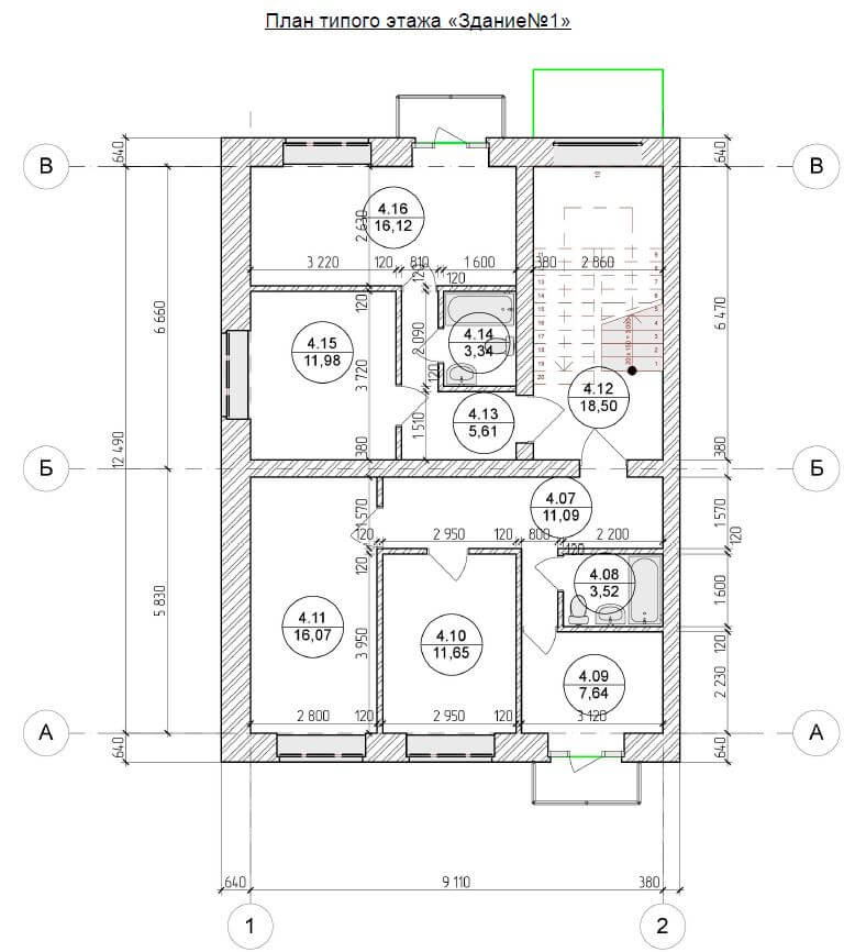 План типового этажа ЖСК Отрада Шевелюха 87